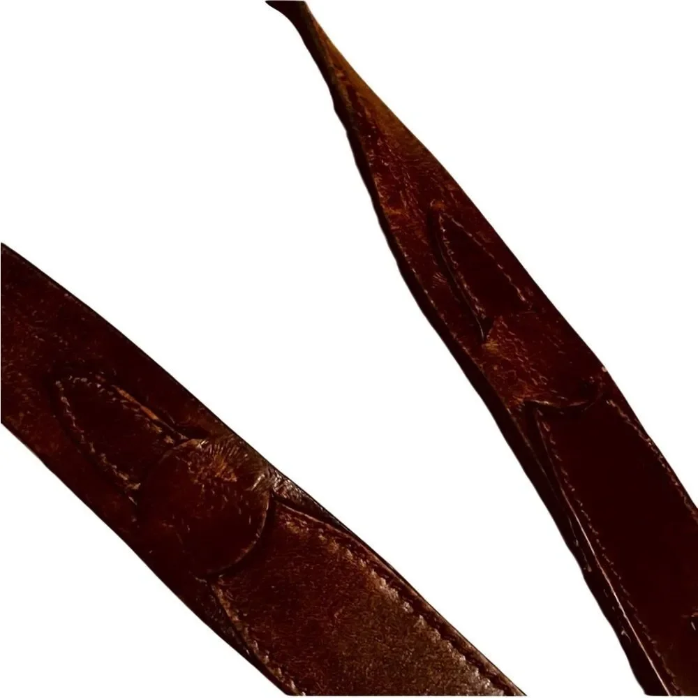 Y2K GAP Belt Boho Brown Leather Western Silver Solid Brass Square 1.5” Wide 32